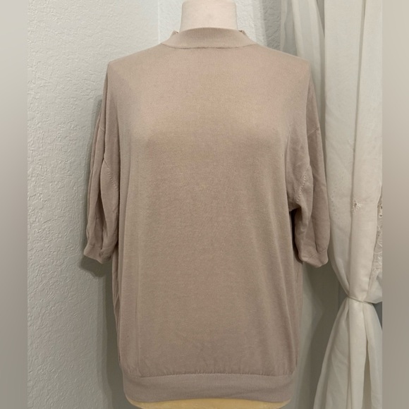 Pronto Uomo Sweaters - NEW VINTAGE PRONTO UOMO Silk Cotton Beige Knit Mock Neck Sweater Size L NEW $698